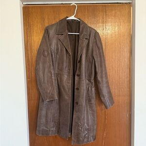 Brown 100% Leather Trench Size 38 Women’s